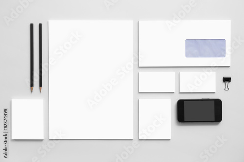 Mock-up business branding template on gray background.