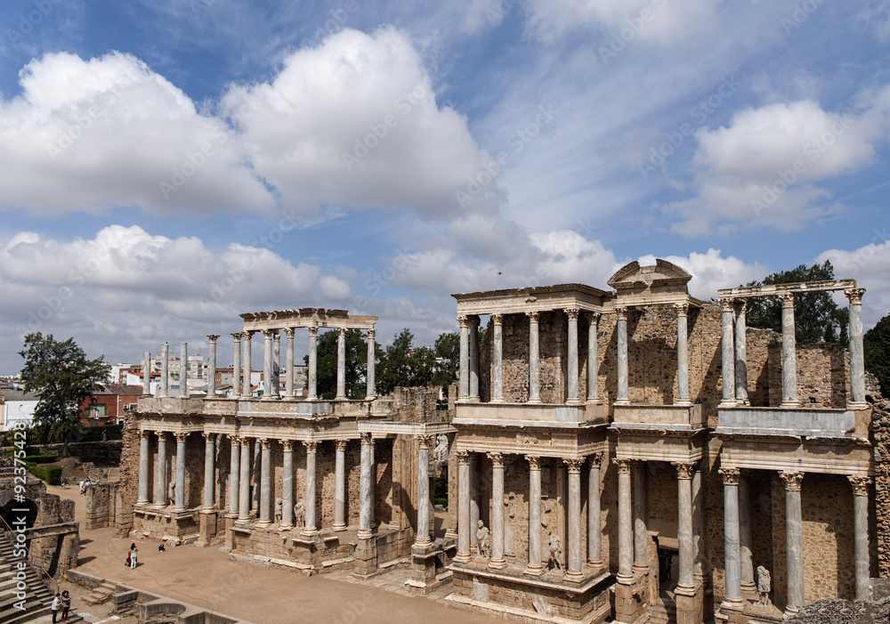 Monumental teatro de la antigua ciudad romana de Mérida. España