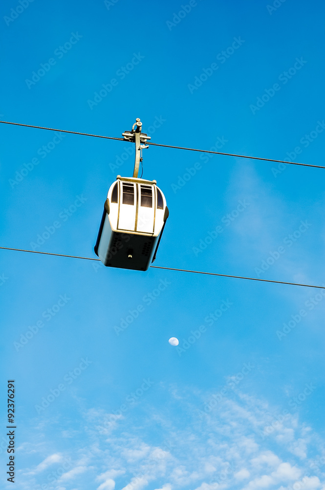 cableway with moon cableway with moon