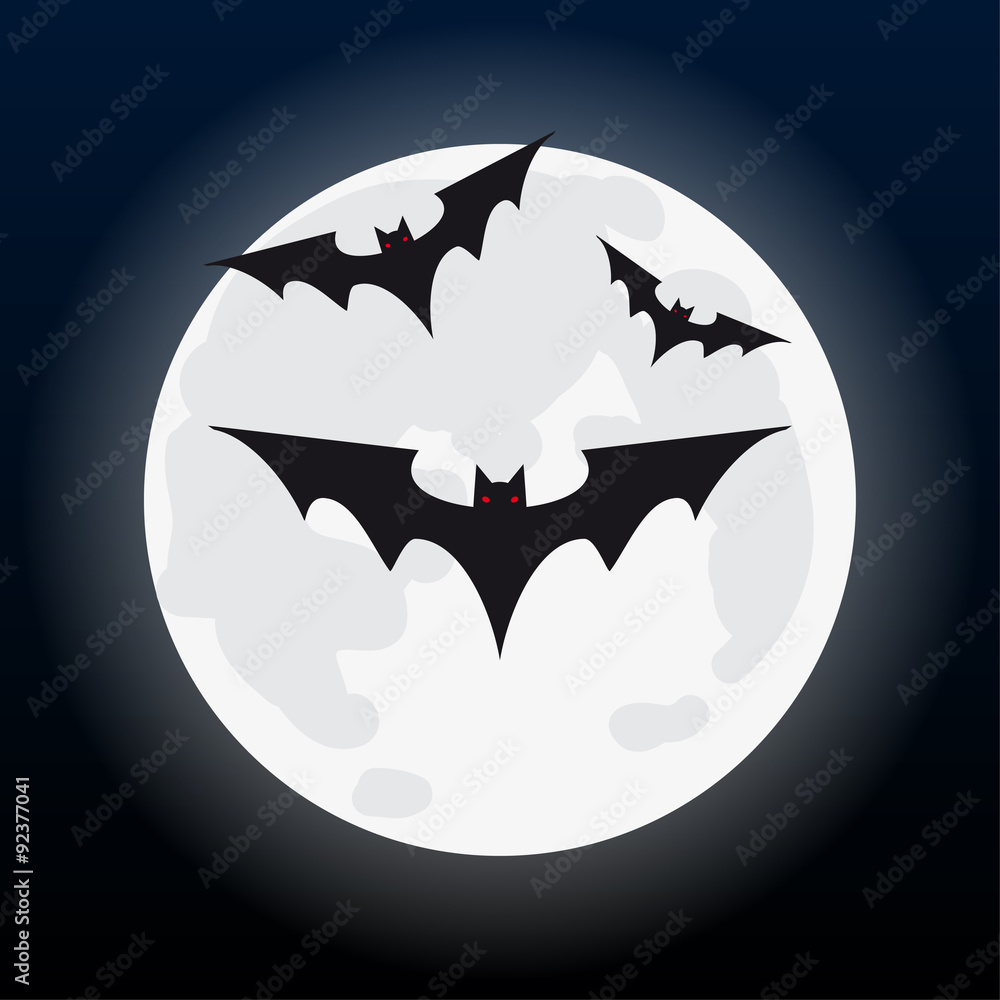 Moon and bat Halloween Moon and bat Halloween