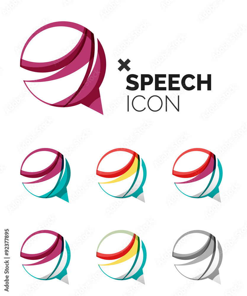 Set of abstract speech bubble and cloud icons, business logotype Set of abstract speech bubble and cloud icons, business logotype