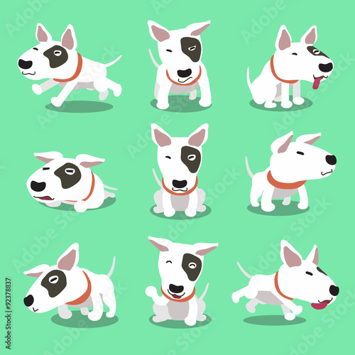 Slika na platnu Cartoon character bull terrier dog poses