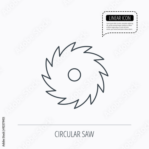 Circular saw icon. Cutting disk sign.