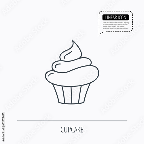 Cupcake icon. Dessert cake sign.