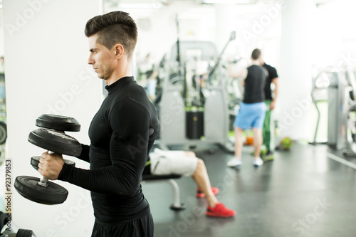 Young man training in the gym