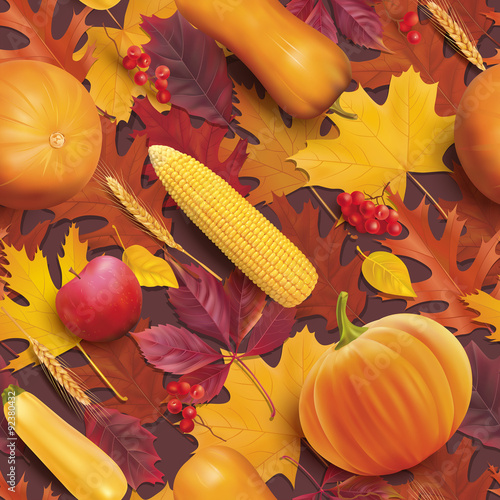 Thanksgiving day seamless pattern. Vector illustration.