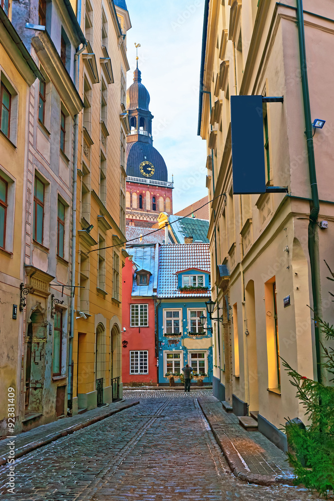 Fototapeta premium Narrow streets in the capital of Latvia