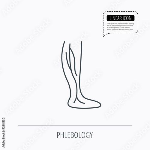 Phlebology icon. Leg veins sign.