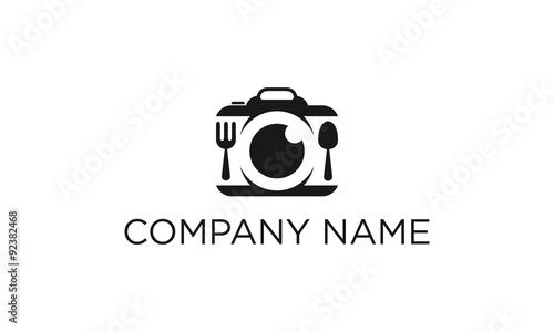 food fork spoon with camera photography logo design template