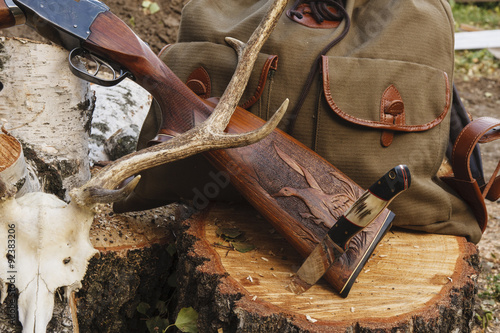 Rifle with horn on the wood