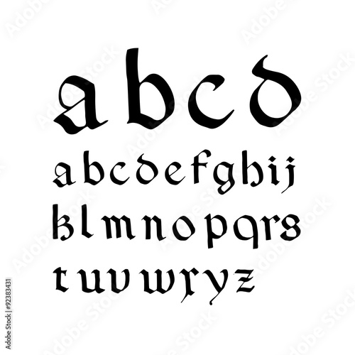 Fototapeta Font inspired by medieval blackletter script Rotunda