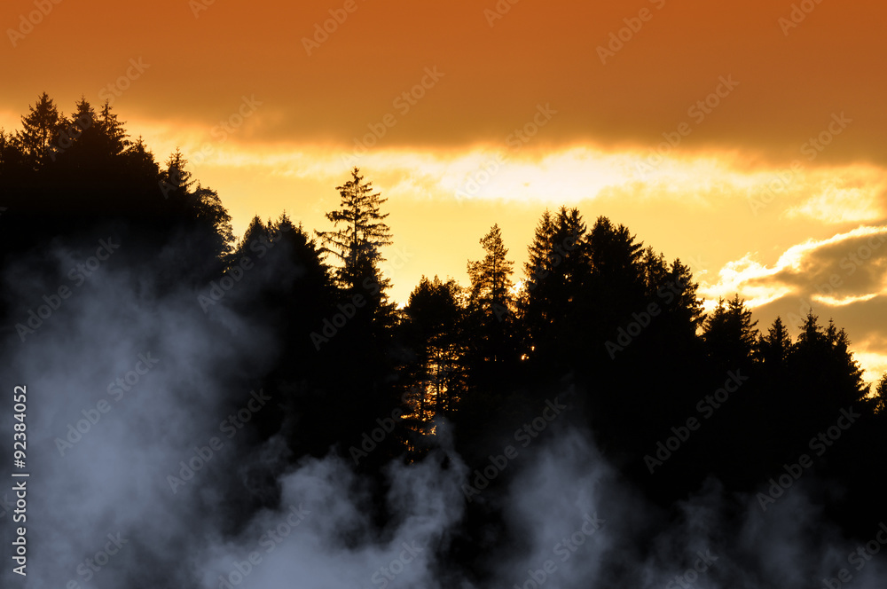 Mysterious sunset in the Bavarian Alps