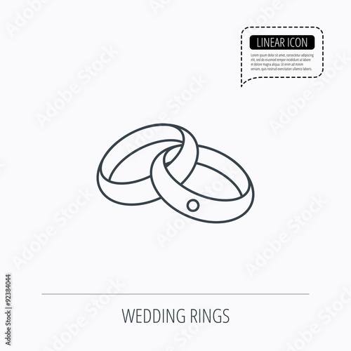 Wedding rings icon. Bride and groom jewelery.