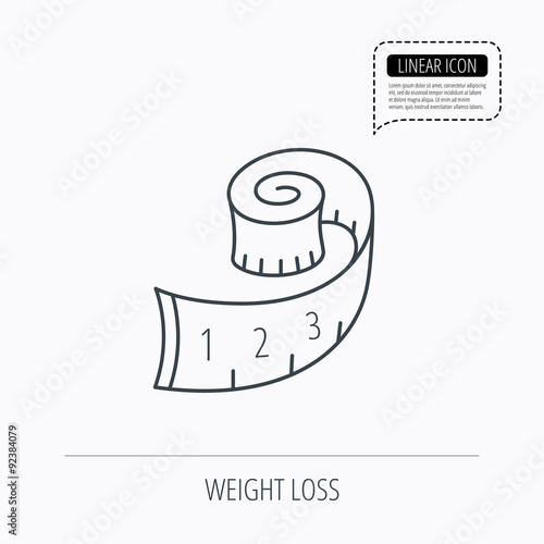 Measuring tape icon. Weight loss sign.