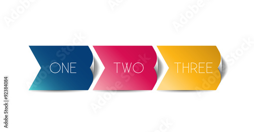 3 Arrows next steps. One, two, three concept. Vector.