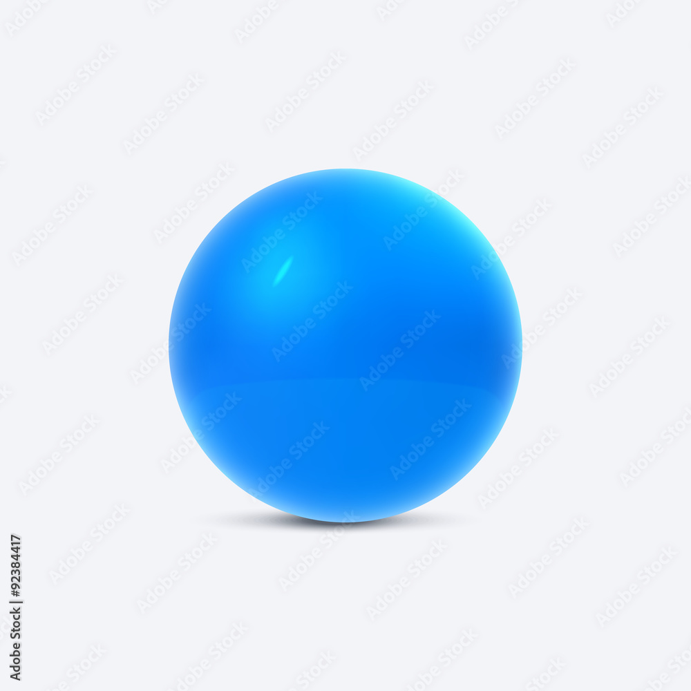 3D glossy plastic blue sphere.Vector, isolated on white. 3D glossy plastic blue sphere.Vector, isolated on white.