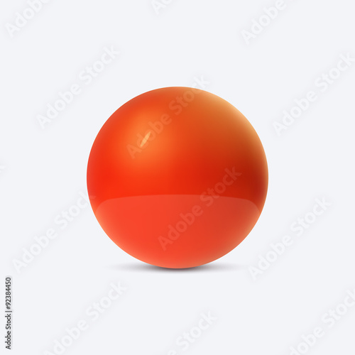 3D glossy plastic red sphere.Vector, isolated on white.
