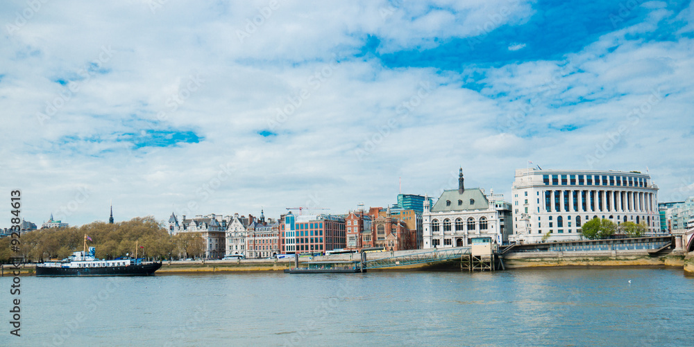 Panorama view of the River Thames in London, England