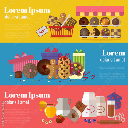 Buying cookies, biscuits gift and baking cookies banners