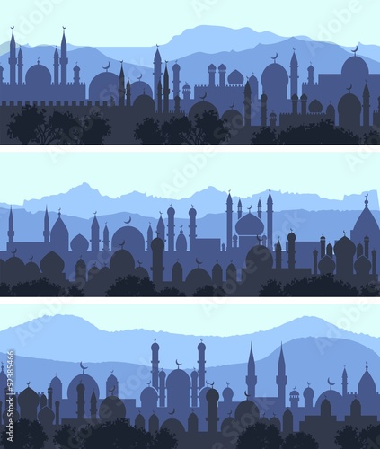 Cityscape arab city banners