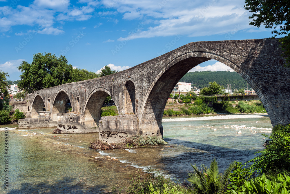 The famous stone bridge in Arta, Greece
