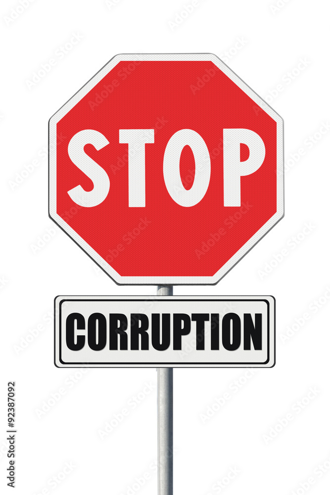 Stop corruption concept. Stop corruption written on signpost Stop corruption concept. Stop corruption written on signpost