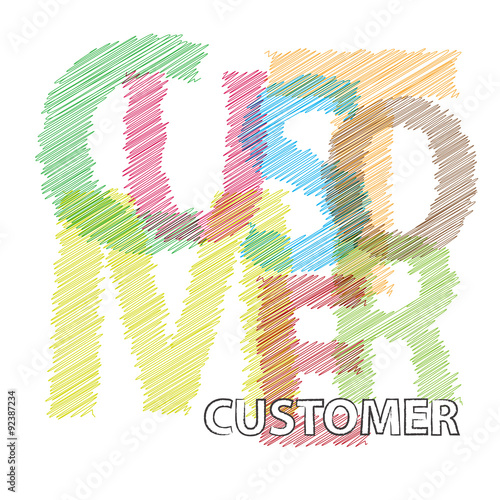 Vector customer. Broken text scrawled