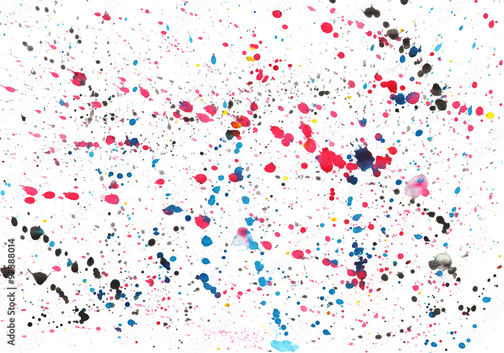 Randomly scattered colorful splashes on a white background