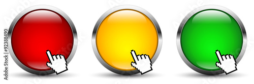 vector icon set with mouse pointer- traffic light colors