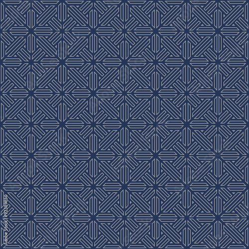 Seamless vintage geometry line vintage blue background pattern.  