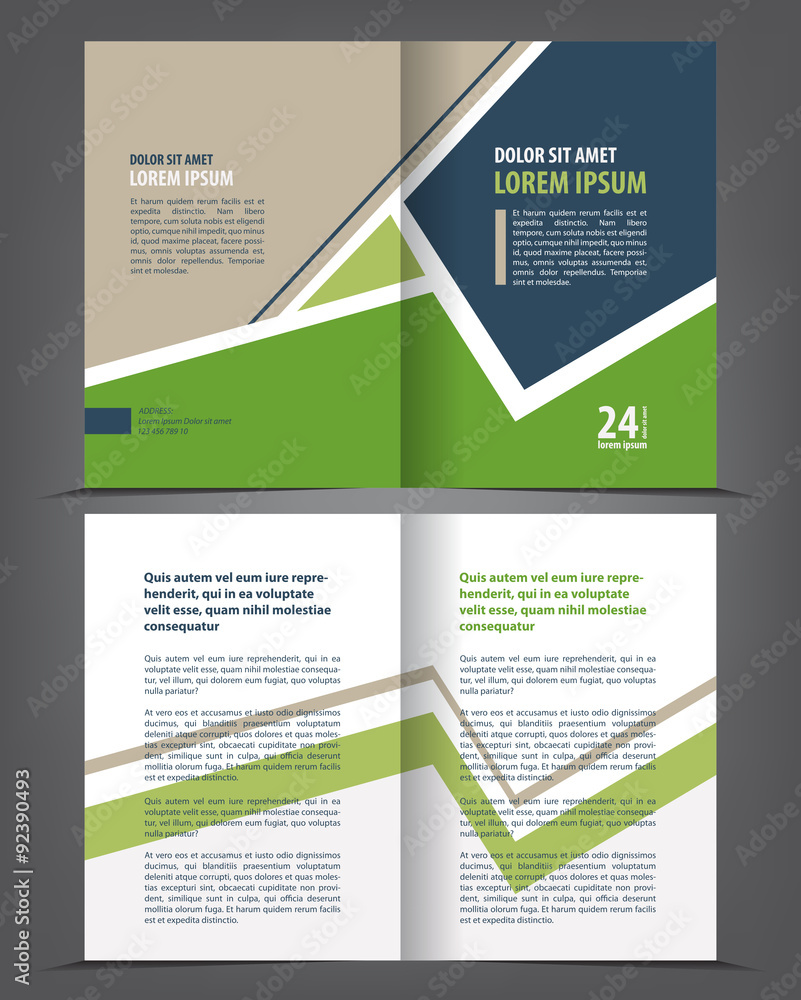 Vector empty bi-fold brochure print template design, booklet layout Vector empty bi-fold brochure print template design, booklet layout