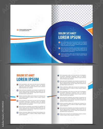 Vector empty bi-fold brochure print template design, booklet layout