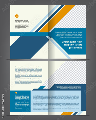 Vector empty bi-fold brochure print template design, booklet layout
