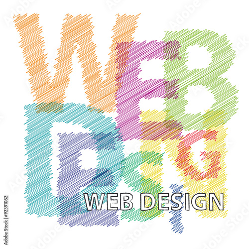 Vector web design. Broken text  scrawled