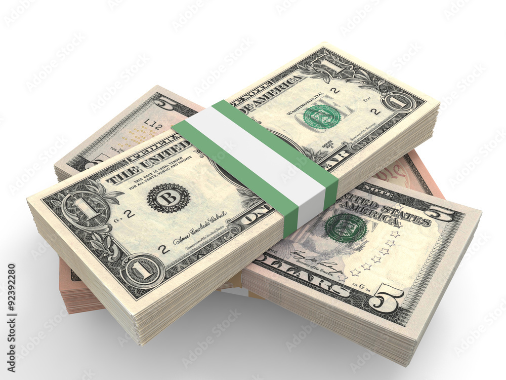 Money stack. Different dollar bank notes. Money stack. Different dollar bank notes.