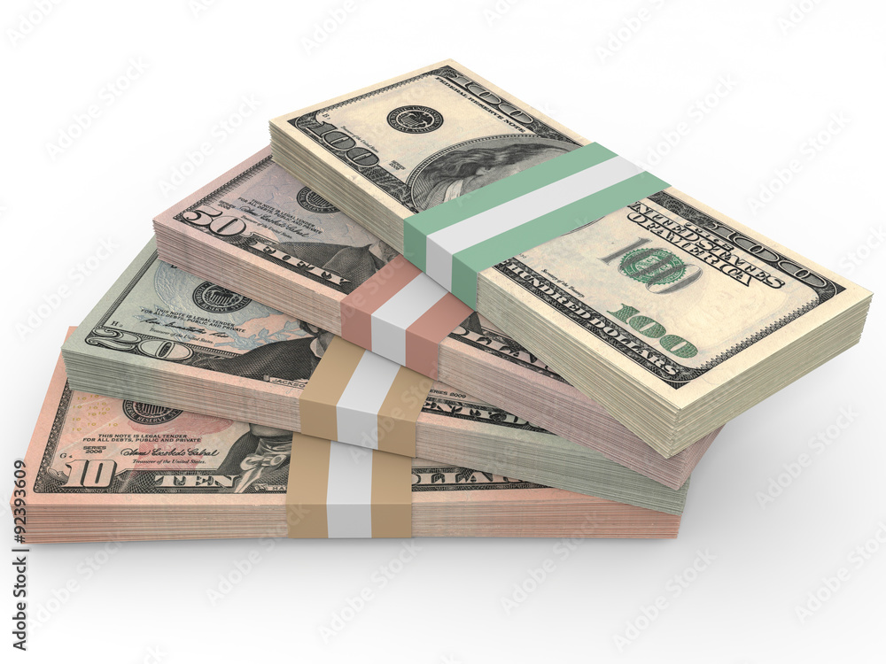 Money stack. Different dollar bank notes. Money stack. Different dollar bank notes.