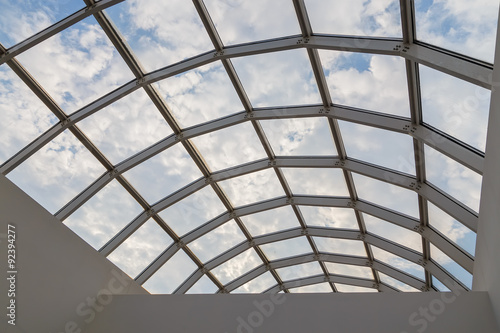 glass roof sky clouds