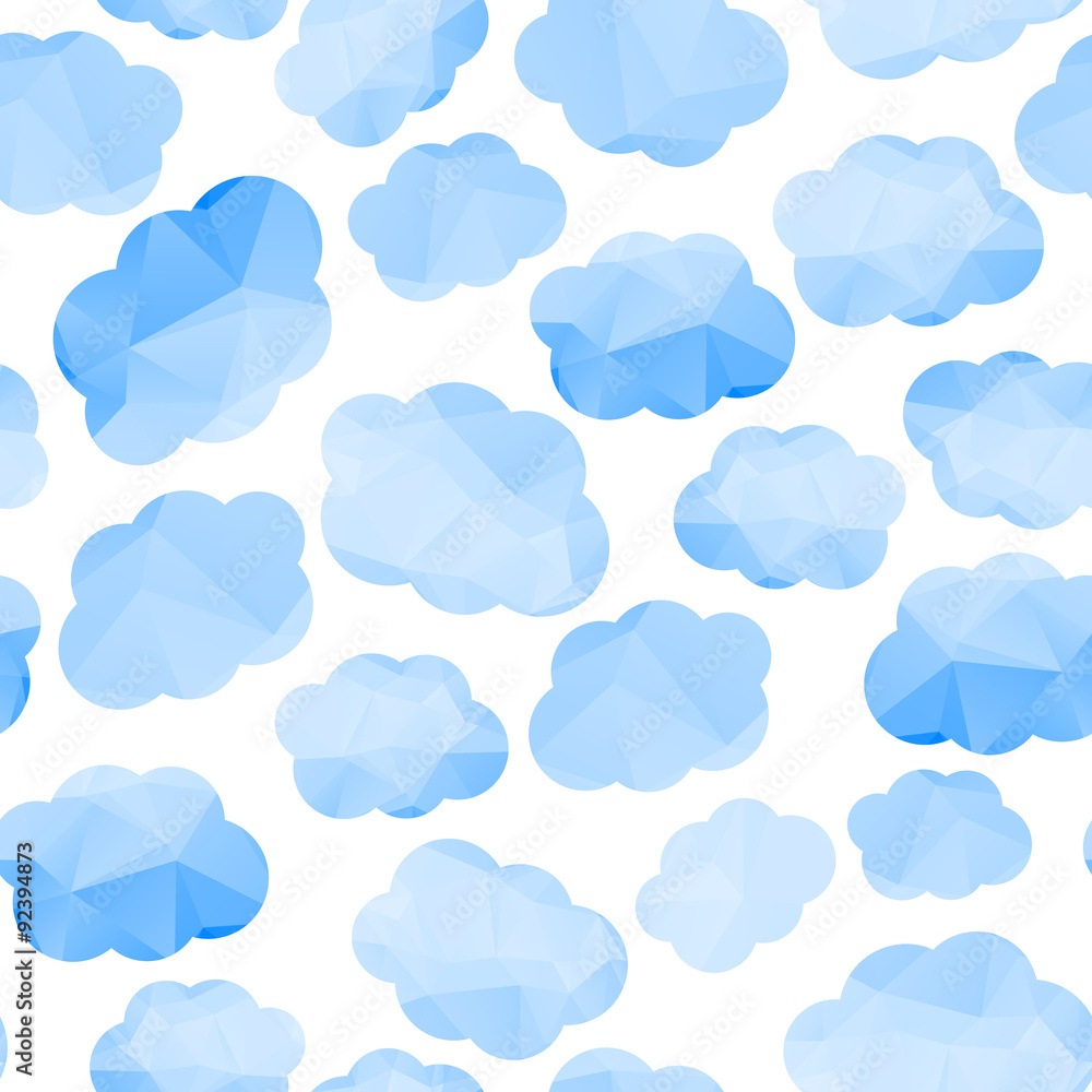 Polygonal seamless pattern with clouds. Polygonal seamless pattern with clouds.