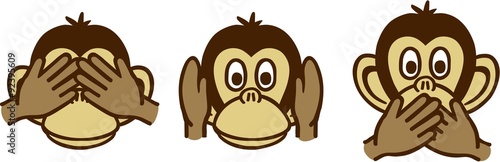 Three wise monkeys cartoon