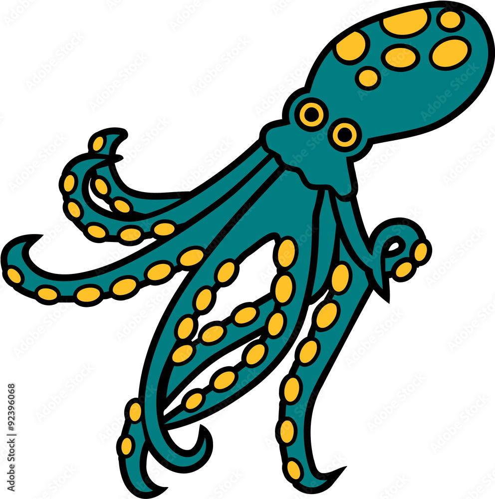 Obraz premium Colorful cartoon octopus
