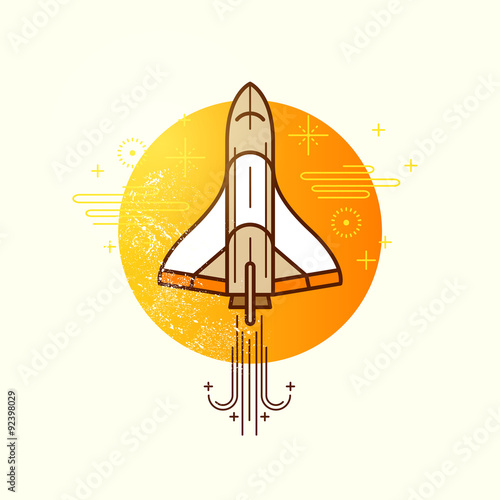 Space Rocket Vector. A shuttle launching into space. vector illustration