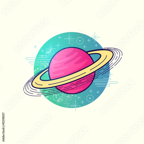 Space Planet Vector. A large gas planet with a ring system. vector illustration