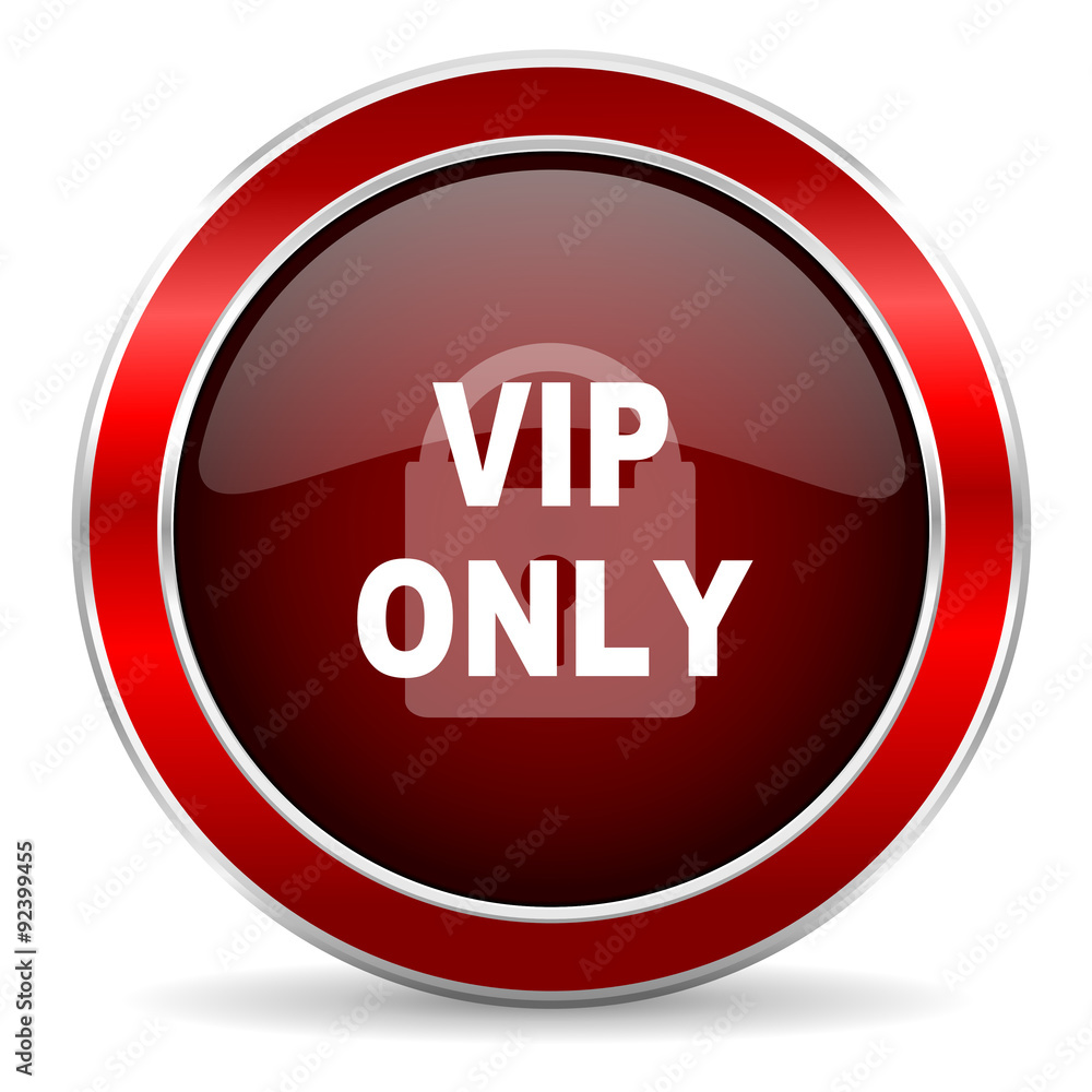 vip only red circle glossy web icon, round button with metallic border vip only red circle glossy web icon, round button with metallic border