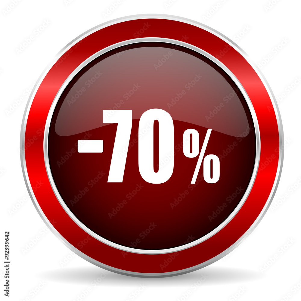 70 percent sale retail red circle glossy web icon, round button with metallic border 70 percent sale retail red circle glossy web icon, round button with metallic border