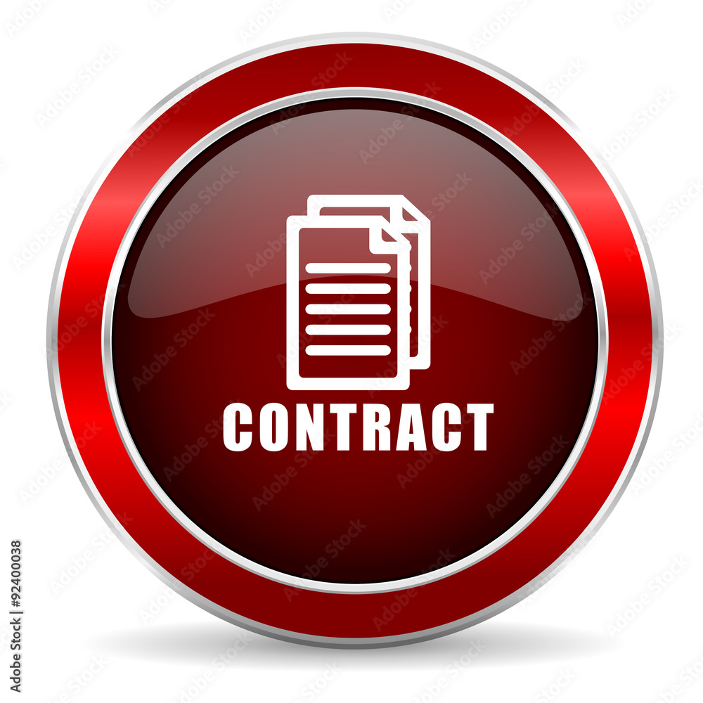 contract red circle glossy web icon, round button with metallic border contract red circle glossy web icon, round button with metallic border