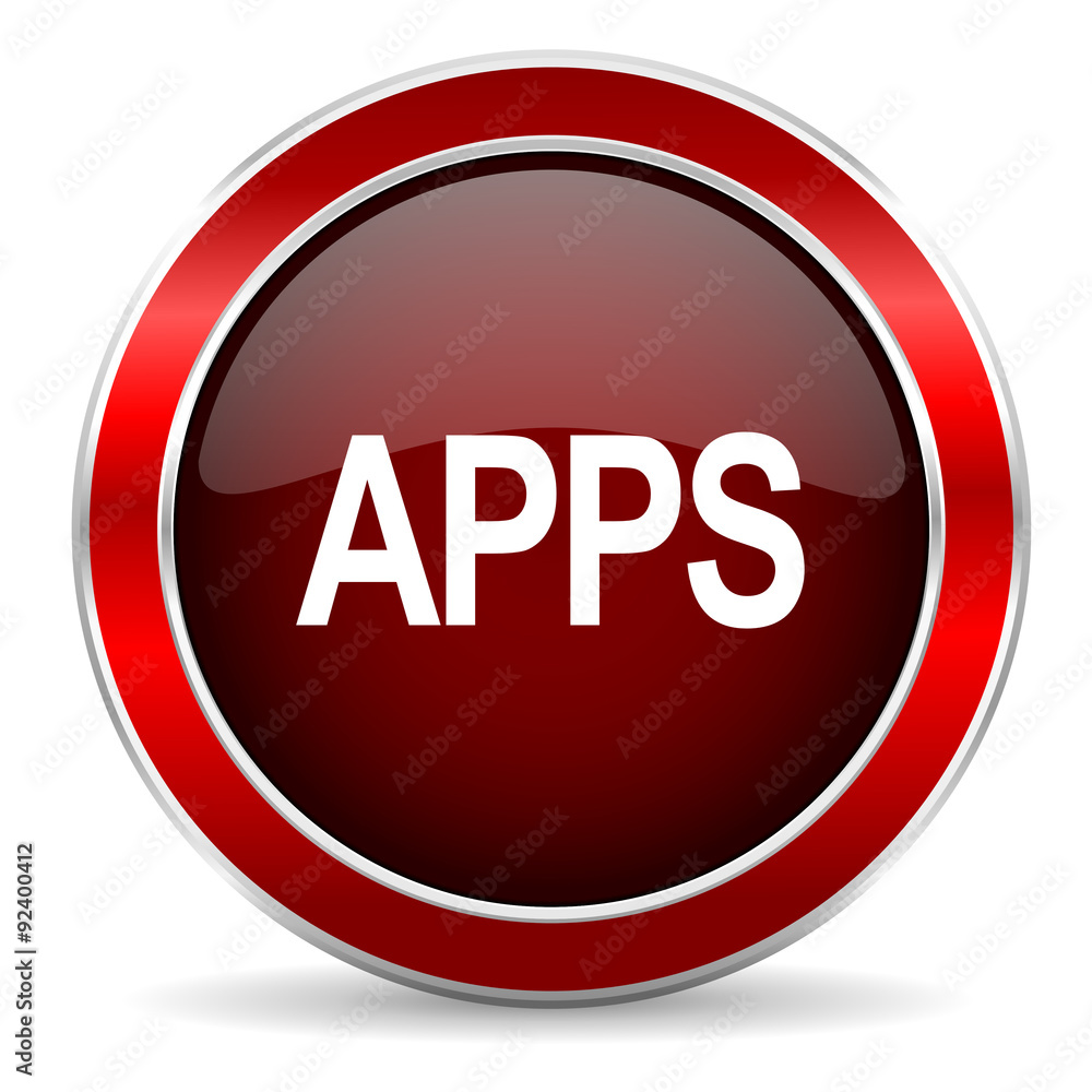 apps red circle glossy web icon, round button with metallic border apps red circle glossy web icon, round button with metallic border