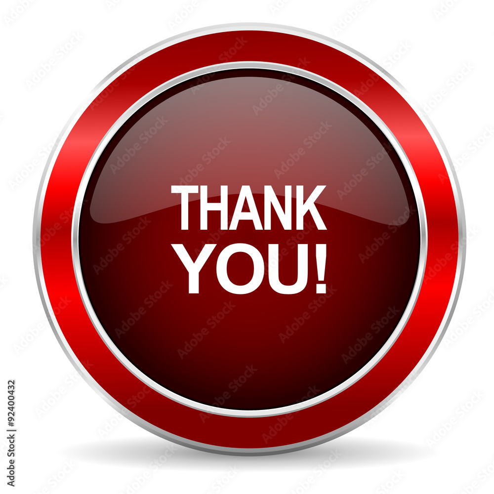 thank you red circle glossy web icon, round button with metallic border thank you red circle glossy web icon, round button with metallic border
