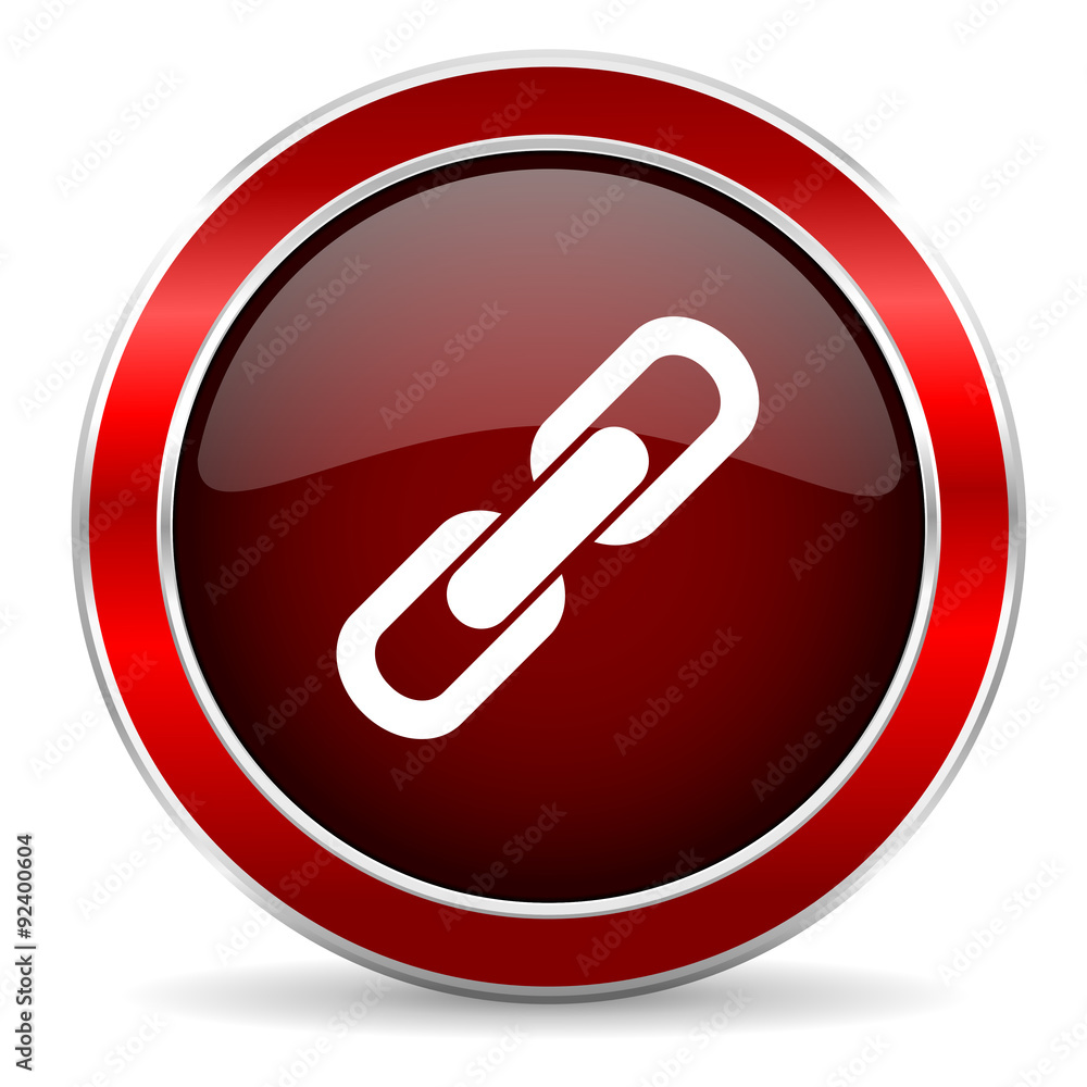 link red circle glossy web icon, round button with metallic border link red circle glossy web icon, round button with metallic border