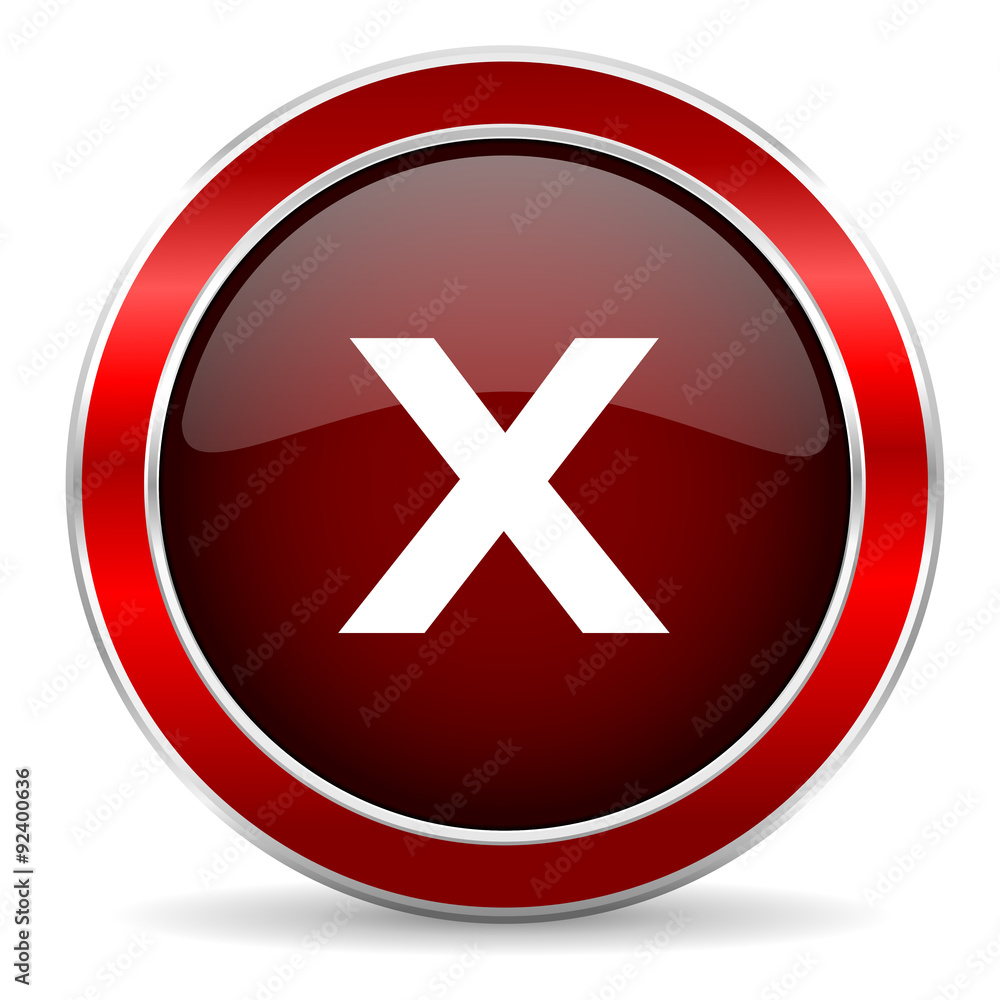 cancel red circle glossy web icon, round button with metallic border cancel red circle glossy web icon, round button with metallic border