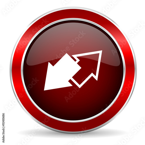 Free Download exchange red circle glossy web icon, round button with metallic border - GFXLoad